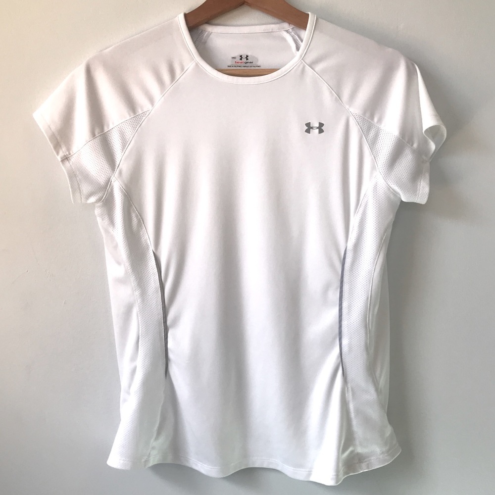 Under Armour Heat Gear White Short Sleeve Top, Size M